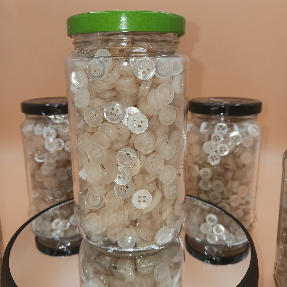 1 (ONE) JAR Vtg Faux Mother of Pearl Buttons Bulk Jar Iridescent Sewing Crafts - Picture 4 of 5